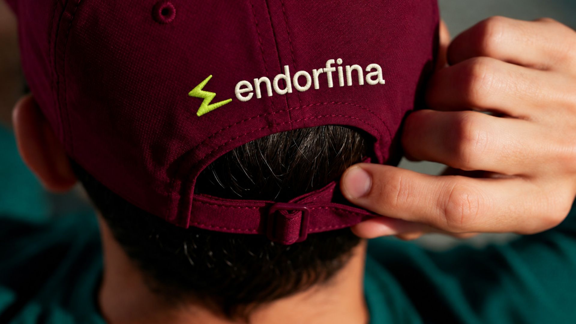 Boné bordô com o logotipo bordado